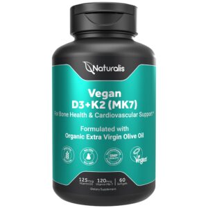 Naturalis vitamina D3 y K2 vegana de algas 60 cápsulas blandas vegetales