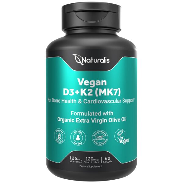 Naturalis vitamina D3 y K2 vegana de algas 60 cápsulas blandas vegetales