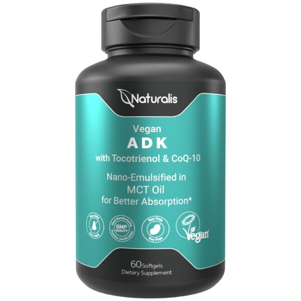 Naturalis vitamina vegana adk con tocotrienol y coq-10 60 cápsulas