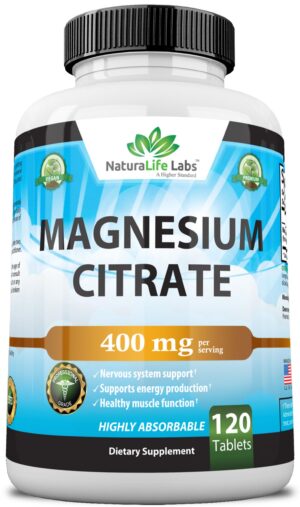 NaturaLife magnesio citrato 400 mg, envase 120 tabletas