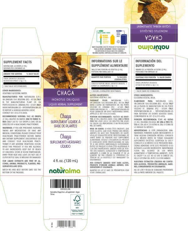 Naturalma Chaga hongo tintura rica y natural 4 fl oz