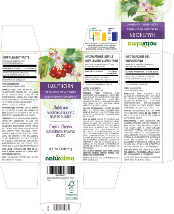 Naturalma espino blanco tintura líquida suplemento herbal