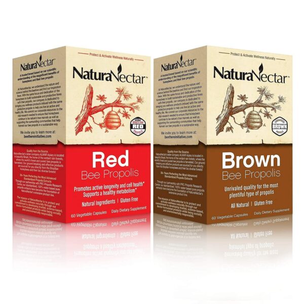 Version 1.0.0 Frontal del pack NaturaNectar Propolis Rojo y Marrón