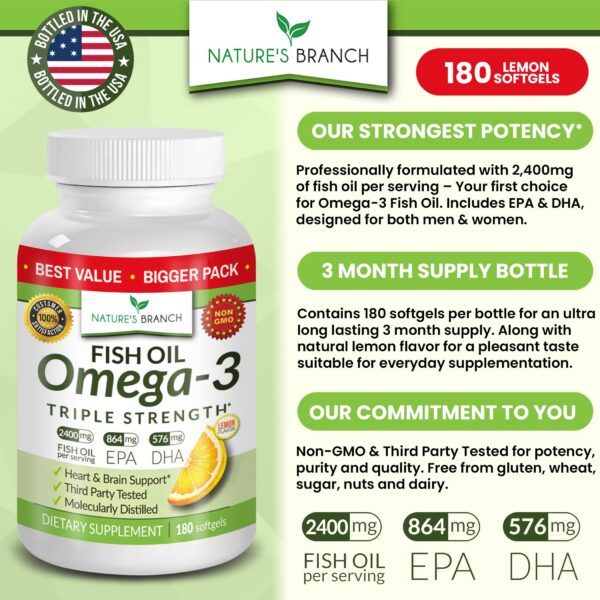 Etiqueta frontal Nature's Branch Omega-3