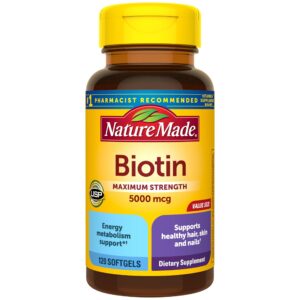 Nature Made biotina máxima potencia 5000 mcg 120 softgels