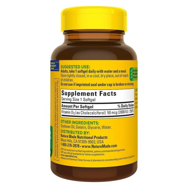 Etiqueta Nature Made D3 2000IU