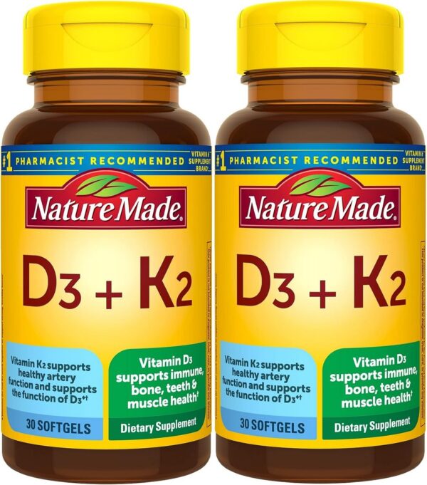 Nature Made D3 K2 cápsulas blandas frente al envase