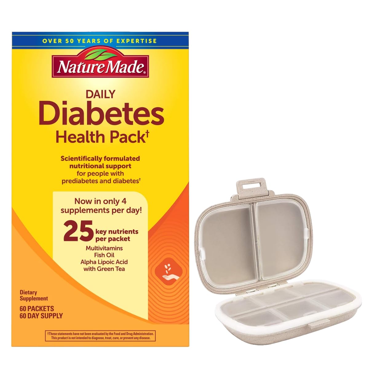 Nature Made Diabetes Health Pack 60 Sobres Organizador 2 Pack