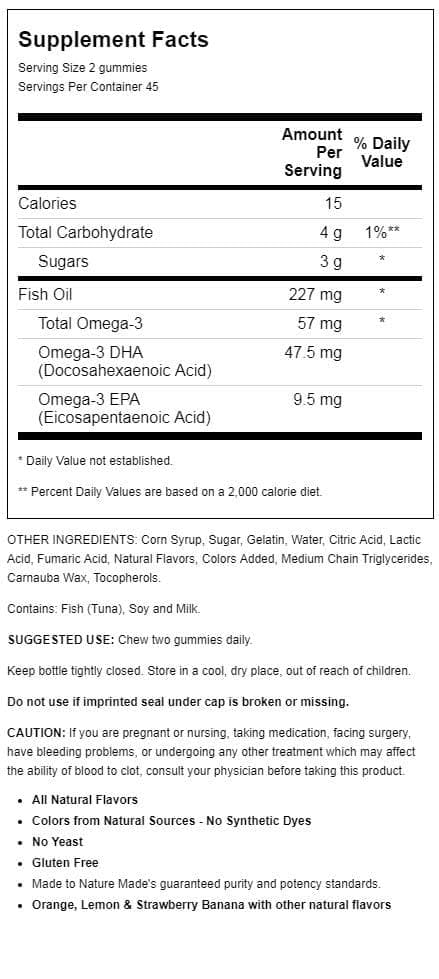 Etiqueta frontal del frasco Nature Made Fish Oil Gummies