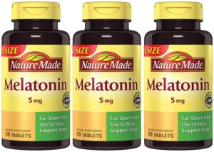 Nature Made melatonina fuerza máxima 5 mg 90 tabletas paquete de 3 botellas