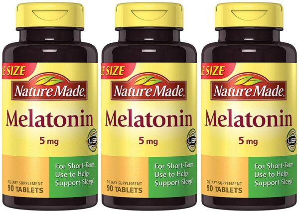 Nature Made melatonina fuerza máxima 5 mg 90 tabletas paquete de 3 botellas