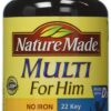 Frasco Nature Made Multivitamin For Him con etiqueta