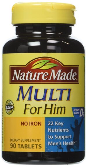 Version 1.0.0 Frasco Nature Made Multivitamin For Him con etiqueta