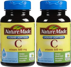 Frente del envase Nature Made Vitamina C 500 mg softgels
