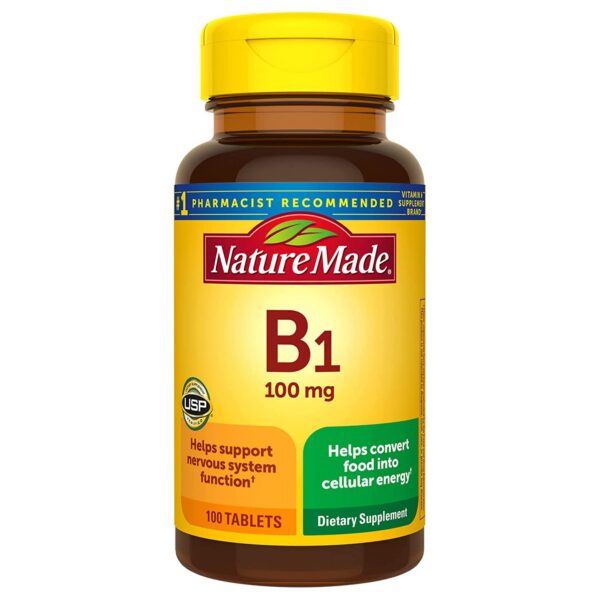 Botella Nature Made Vitamina B1 100 mg para metabolismo energético