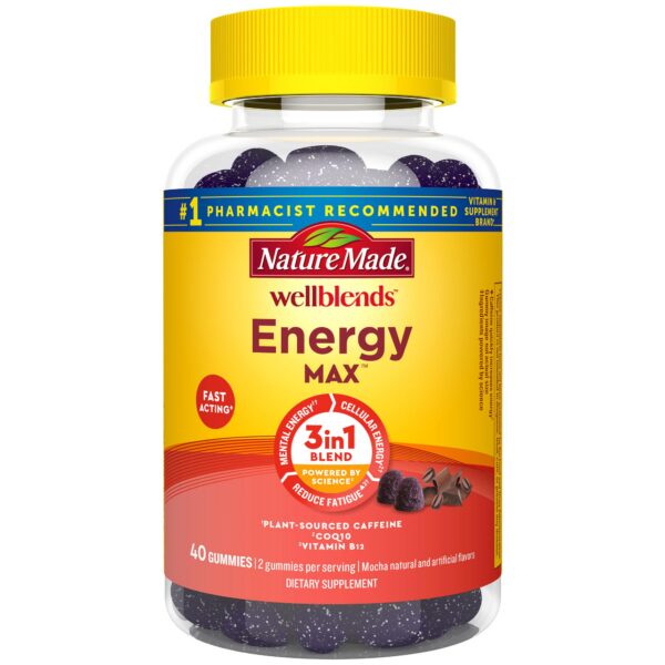 Nature Made Wellblends EnergyMAX Gomitas Mocha frente etiqueta