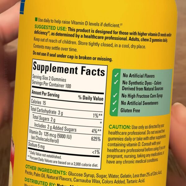 Nature_Mades gomitas vitamina D3 5000 UI etiqueta-frontal