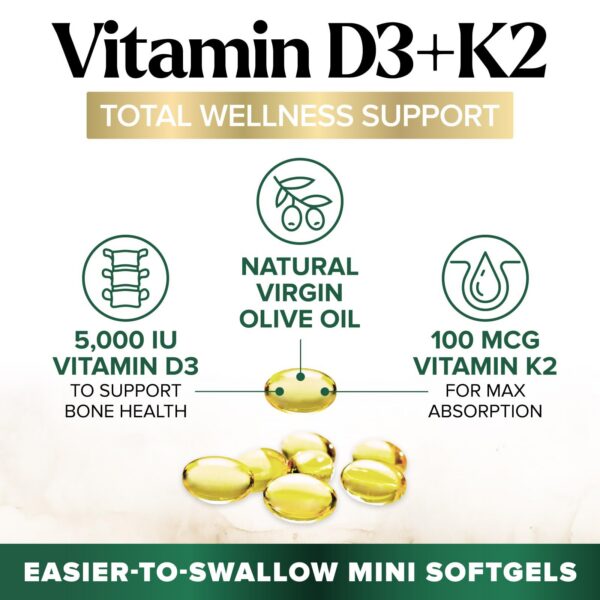 Softgels de vitamina d3 k2 para huesos e inmunidad natures peak