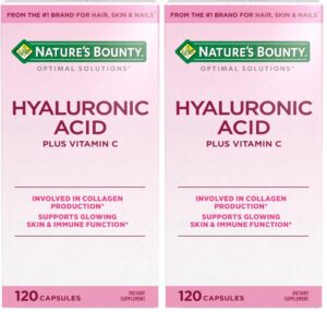 Frente del frasco Nature's Bounty Vitamina C y ácido hialurónico