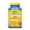 Nature's Life Biotina 2500 mcg frasco frontal