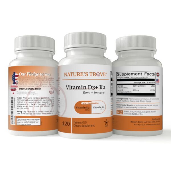 Etiqueta de Vitamina D3 y K2 Nature's Trove