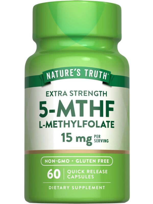 Frente del frasco Nature's Truth L-Methylfolate 15 mg