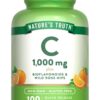 Frente del frasco Nature's Truth vitamina C 1000 mg cápsulas