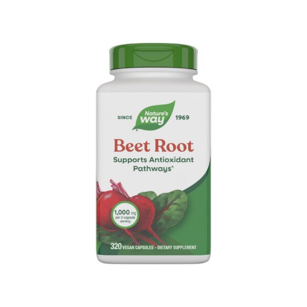 Version 1.0.0 Beet Root Nature's Way frasco y etiqueta