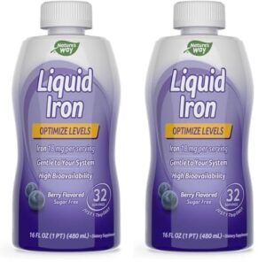 Frasco de hierro líquido Nature's Way con sabor bayas