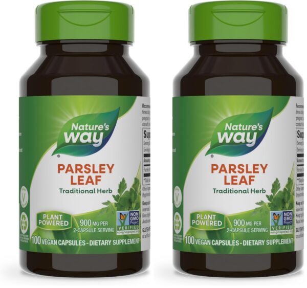 Nature's Way parsley leaf frasco con etiqueta