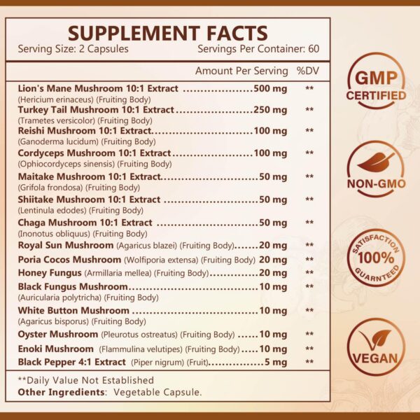 Version 1.0.0 Cápsulas de NATURE TARGET Complejo de Hongos para memoria