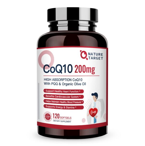 Frente de frasco Nature Target CoQ10 200 mg softgels