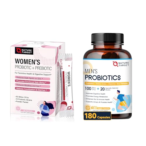 Frasco de polvo de probióticos NATURE TARGET para mujeres y hombres