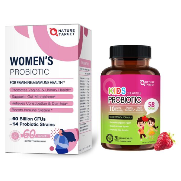 NATURE TARGET probióticos para mujeres y niños suplemento 60 mil millones ufc