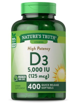 Etiqueta frontal de Nature's Truth Vitamina D3 5000 UI
