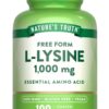 Frente del envase Nature's Truth L-Lysine 1000 mg