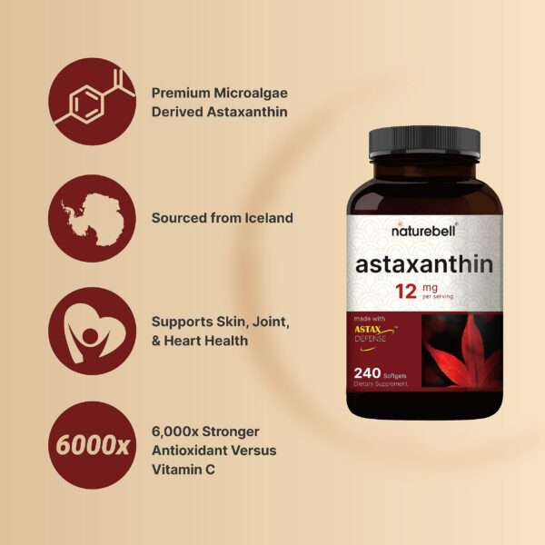 Frasco de NatureBell Astaxanthin con etiqueta visible