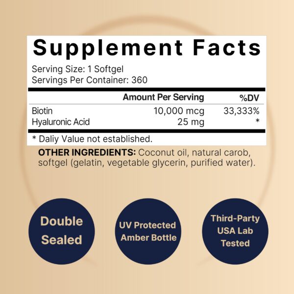 Etiqueta del producto NatureBell biotina 10000 mcg