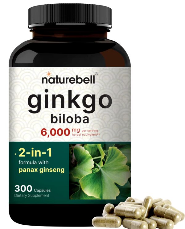 NatureBell Ginkgo Biloba 6000mg 300 cápsulas para memoria