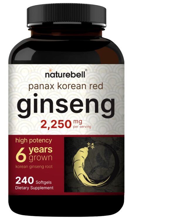 Frasco NatureBell Ginseng rojo coreano 240 cápsulas