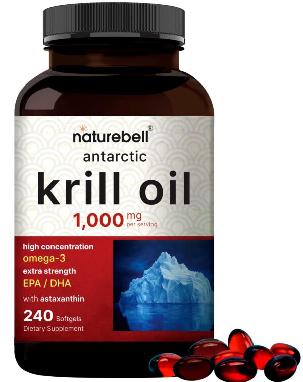 Frasco de NatureBell Antarctic Krill Oil 1000 mg