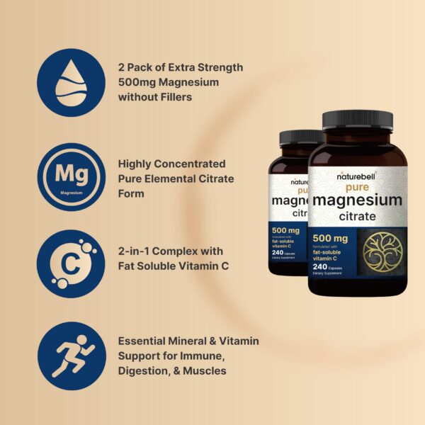 Etiqueta detalle magnesio citrato NatureBell 500 mg