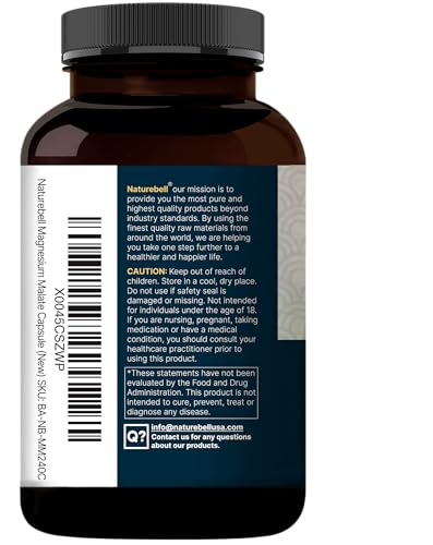 Etiqueta del frasco NatureBell Magnesium Malate 1500 mg