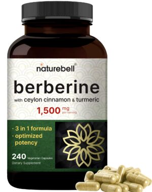 NatureBell suplemento berberina 1500mg 240 cápsulas veganas