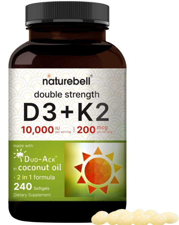 NatureBell vitamina d3 k2 10000 ui softgels botella frontal