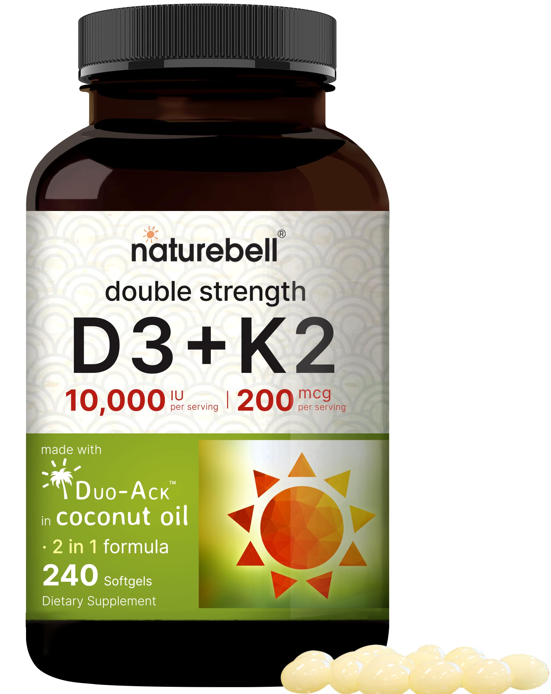 NatureBell Vitamin D3 K2, 10000 IU
