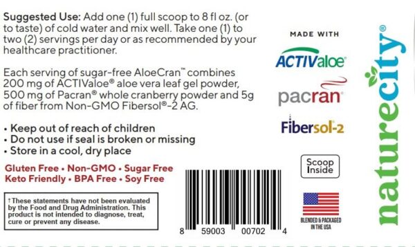 NatureCity AloeCran ingredientes saludables polvo suplemento