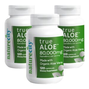 NatureCity True-Aloe suplemento aloe vera orgánico frasco 360 cápsulas