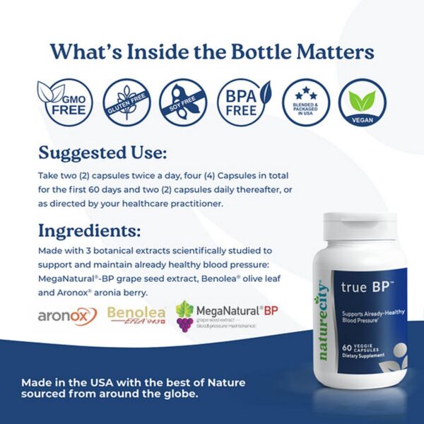 Suplemento NatureCity True-BP tabla nutricional