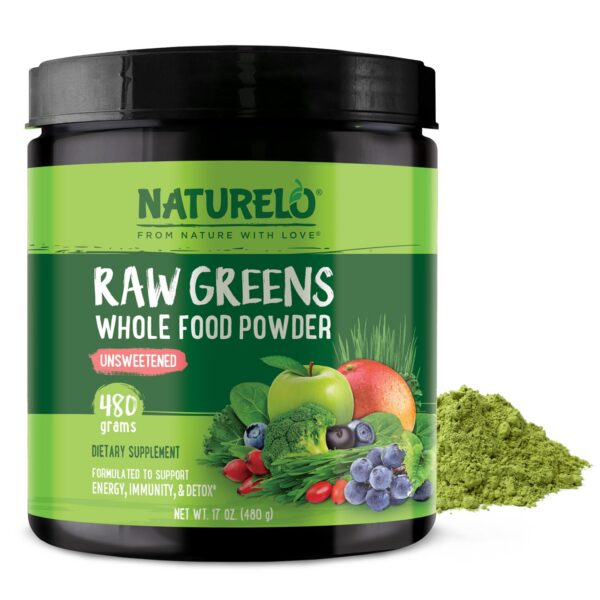 NATURELO Raw Greens polvo superalimento orgánico 480 gramos
